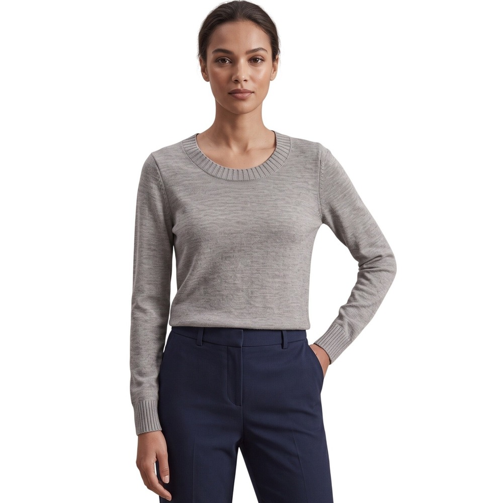 BANANA REPUBLIC Extra Fine Italian Merino Wool Crewneck Sweater Small Gray Prep